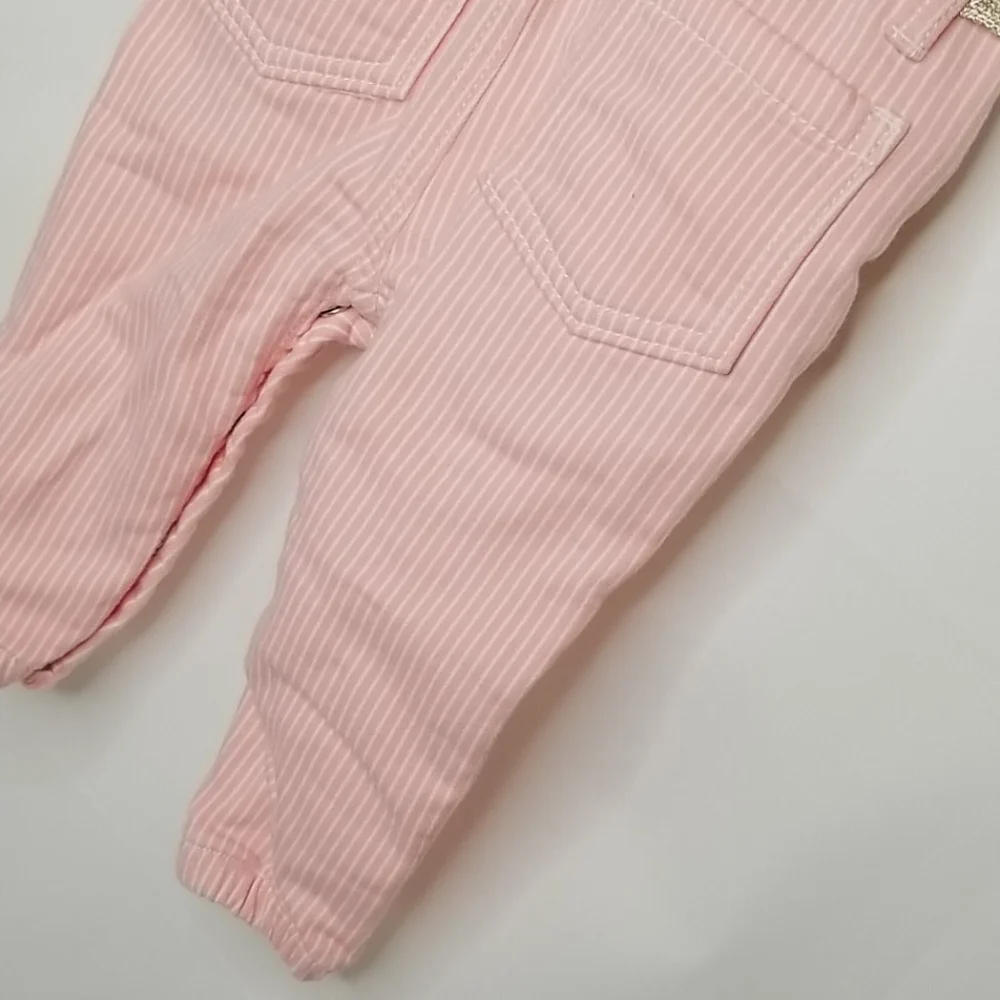 OshKosh Stretchy Pink Stripe Overalls 9M